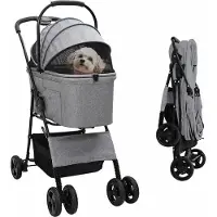 vidaXL Möbel Faltbarer Haustierwagen Grau 81 x 47 x 99 cm Polyester - Fahrradanhänger &45937