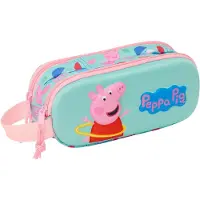 Pipsa Possu Zweifaches Mehrzweck-Etui Peppa Pig grün Rosa 21 x 8 x 6 cm 3D