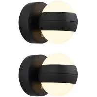 Globo Lighting 2x LED Wandlampe, schwarz, Touchdimmer, Akku, D 10 cm