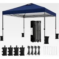 Markenlos 3x3m Faltpavillon Wasserdicht Stabil, Höhenverstellbar Pop Up Faltzelt inkl. Tasche & 4 Sandsäcke, UV-Schutz 50+, für Garten und Camping, Navy Blau