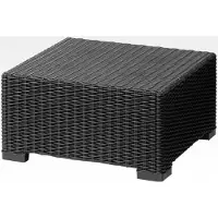 Markenlos Allibert California Gartentisch aus Kunststoff, Beistelltisch für Garten, Terrasse und Balkon, runde Rattanoptik, quadratisch, graphit, 68 x 68 x 35 cm