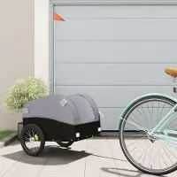 vidaXL Design Fahrradanhänger Schwarz und Grau 30 kg Eisen - Fahrradanhänger 2025 Neu2539235 1parcel