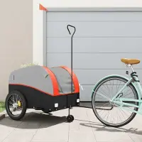 vidaXL Möbel Fahrradanhänger Schwarz und Orange 45 kg Eisen - Fahrradanhänger &11945