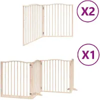 Syfax 8-tlg. Hundetor mit Tür Faltbar 640 cm Pappelholz