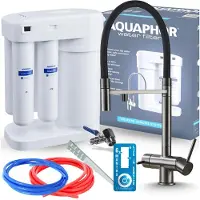 ARI Aquaphor Morion 101S RO Trinkwasserfilter-Set + HighFlex Dreiwege-Küchenarmatur - Graphit