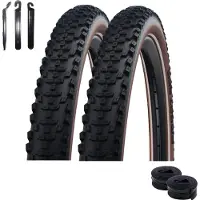 Schwalbe 2 x Smart Sam Fahrradreifen Performance Bronze 57-622 (29 x 2,25) + 2 x SV19 Schläuche inkl. Reifenheber