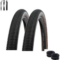 Schwalbe 2 x Fahrradreifen Drahtreifen Billy Bonkers bronze 57-559 ( 26 x 2.25 ) + 2 Schläuche AV13 inkl. Reifenheber