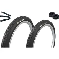 Bike-parts Maxxi4you Fahrradreifen 2 x HY-159 in Schwarz 47-406 (20 x 1.75) + 2 x Passende Schläuche AV inkl. maxxi4you Reifenheber