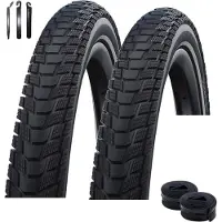 Schwalbe 2 x Fahrradreifen Draht Pick Up Performance Schwarz mit Reflex 55-406 ( 20 x 2.15 ) + 2 x Schläuche AV7 inkl. Reifenheber