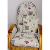 Rattani Auflage / Polster für Schaukelstuhl , Liegestuhl , Ersatzpolster Gr. 130 x 50 x 12 cm + Zierkissen 40 x 40 cm Stoff Stoff Mirha Leinen Love