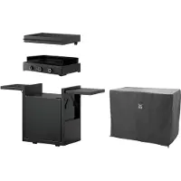 WMF Plancha Set 60G mit Plancha Grill Gas / Planchadeckel / Planchawagen / Abdeckhaube, 6300 W, 75 x 99.5 x 63 cm, Stahl / Gusseisen / Aluminium / Edelstahl, schwarz