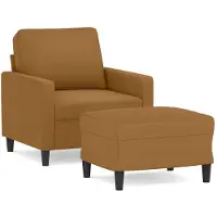 vidaXL Sessel mit Hocker Braun 60 cm Samt