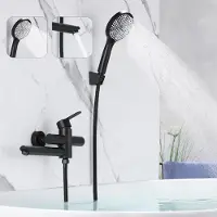 ZMH Badewannenarmatur Schwarz Wannenarmatur mit 3 Funktionen Handbrause Klassisch Set Amaturen Wasserhahn für Badewanne Bad