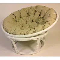 Rattani Rattan Papasansessel , Papasan Sessel inkl. hochwertigen Polster , D 110 cm , Fb. weiß lackiert , Polster Loneta soft gray