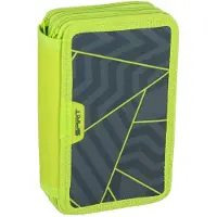 Spirit Schüler Etui 28 teilig 3-Zipper Mäppchen ABS GREEN