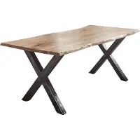 Sam Esstisch Baumkante Akazie naturfarben 300 x 100 cm Vintage X-Gestell schwarz FREDERIK