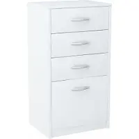 Matkam Kommode mit vier Schubladen | H/B/T 85 x 45 x 35 cm, Griffe in satinierter Metall-Optik | Schublade B/T 32 x 33 cm, Führungsschienen aus Metall (Weiß)