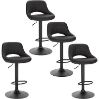 EUGAD 4er-Set Barhocker drehbar, höhenverstellbar, aus Kunstleder, Anthrazit