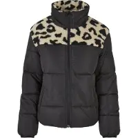 Urban Classics TB5439 - Ladies AOP Sherpa Mixed Puffer Jacket black/sandleo L