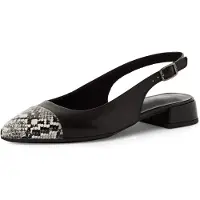 Tamaris Slingpumps , Damen, Gr. 40, Textil, schwarz-weiß (schwarz), Leder, Lederimitat, unifarben mit Farbeinsatz, Schuhe Slingpumps, Blockabsatz, Businessschuh mit verstellbarem Riemchen