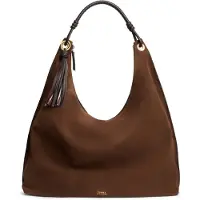 Tommy Hilfiger Hobo "TH STATEMENT LEATHER HOBO SUEDE" Damen Shopper, Schultertasche, Handtasche, goldfarbenes Logo