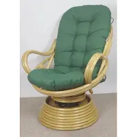 Rattani Rattan Drehsessel, Drehwippsessel Linda Fb. honig inkl. hochwertigen Polster dunkelgrün