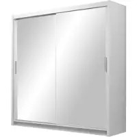 Masseno Schiebetürenschrank NAMI 203/215/61 cm 2-türig mit Spiegel Weiß