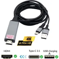 Imex USB-C zu HDTV HDMI Adapter Kabel Stecker Grau bis zu 4K 2K UHD Audio Video für OnePlus Nord N100, OnePlus Pad Wi?Fi