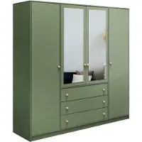 Masseno Drehtürenschrank GALIO 196/200/57,5 cm 4-türig mit Spiegel Grün