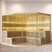 EAGO AWT Sauna E1111XL Hemlock 250x250cm HARVIA Saunaofen Cilindro mit Steuerung 9kW (ohne Steine)