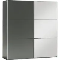 Masseno Schiebetürenschrank IVERN 225/215/65 cm 2-türig mit Spiegel Graphitfarben