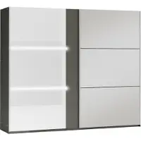 Masseno Schiebetürenschrank RENEKTON 250/215/65 cm 2-türig mit Spiegel Graphitfarben