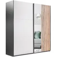 Masseno Schiebetürenschrank BARD 203/215/65 cm 2-türig mit Spiegel Schwarz