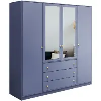 Masseno Drehtürenschrank GALIO 196/200/57,5 cm 4-türig mit Spiegel Blau