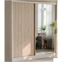 Masseno Schiebetürenschrank SORA 203/215/60,5 cm 2-türig mit Spiegel Kaschmir