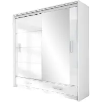 Masseno Schiebetürenschrank SENNA 208/222/61 cm 2-türig mit Spiegel Weiß