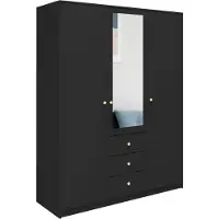 Masseno Drehtürenschrank GALIO 149/200/57,5 cm 3-türig mit Spiegel Schwarz