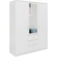 Masseno Drehtürenschrank GALIO 149/200/57,5 cm 3-türig mit Spiegel Weiß