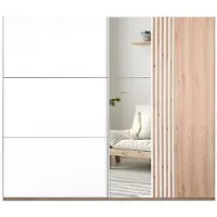 Masseno Schiebetürenschrank ATROX 250/215/65 cm 2-türig mit Spiegel Weiß