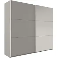 Masseno Schiebetürenschrank IVERN 225/215/65 cm 2-türig mit Spiegel Grau
