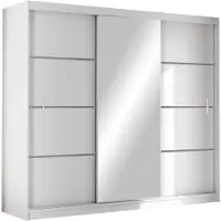Masseno Schiebetürenschrank NASUS 250/215/61 cm 3-türig mit Spiegel Weiß