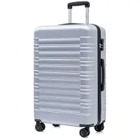 YONSLY Koffer Trolley Reisekoffer Suitcase, Rollkoffer Handgepäck ,mit 4 Rollen360°, Hartschalenreisekoffer, Zahlenschloss, Weicher Gummigriff (XL,Silber)