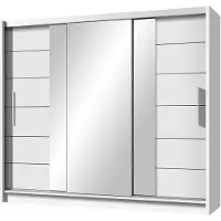 Masseno Schiebetürenschrank KAYLE 250/215/61 cm 3-türig mit Spiegel Weiß