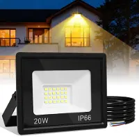 Vigevee LED Strahler Außen 20W, IP66 LED Fluter 120°, Warmweiß 3000K, 1m Kabel ohne Stecker, 2er Set