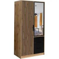 Masseno Drehtürenschrank GAREN 100/200/57,5 cm 2-türig mit Spiegel Eiche Wotan