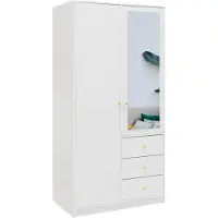 Masseno Drehtürenschrank GALIO 100/200/57,5 cm 2-türig mit Spiegel Weiß