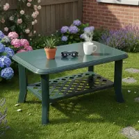 Dmora Ucria - Gartentisch, 90x60x46h cm Grün, 2 Plätze Italy