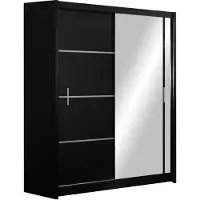 Masseno Schiebetürenschrank NASUS 203/215/61 cm 2-türig mit Spiegel Schwarz