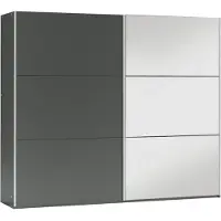 Masseno Schiebetürenschrank IVERN 250/215/65 cm 2-türig mit Spiegel Graphitfarben