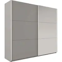 Masseno Schiebetürenschrank IVERN 151/215/65 cm 2-türig mit Spiegel Grau